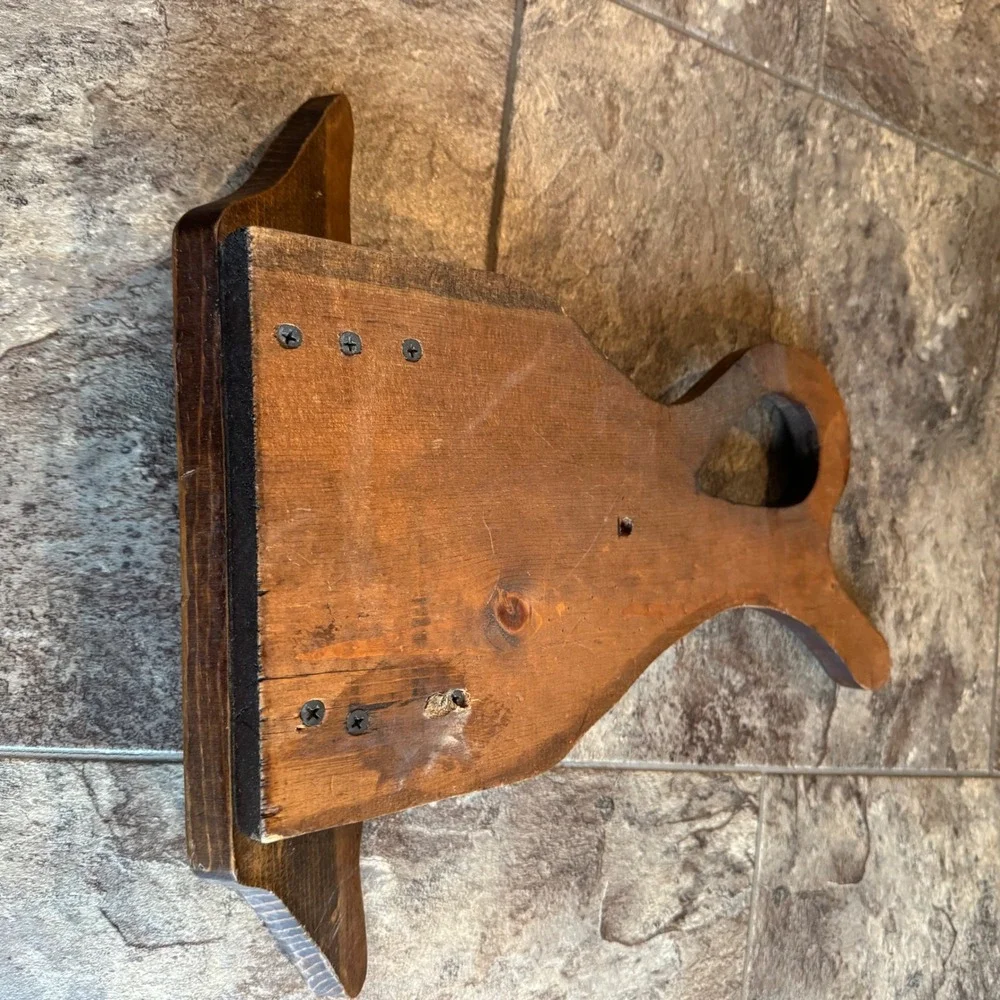 Vintage Cottagecore Farm Rustic‎ Primitive Wood Flower Pitcher Vase Wall Shelf